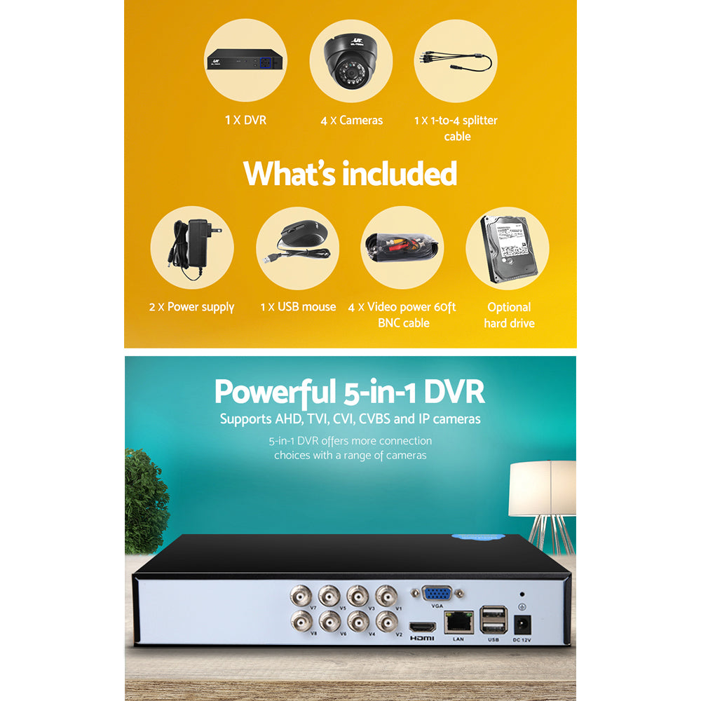 NNEDSZ -CCTV Security System 2TB 8CH DVR 1080P 4 Camera Sets - Image 4