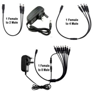 12V CCTV Power Adapter & 2/4/8 Splitter 1A PSU Connector ~6022