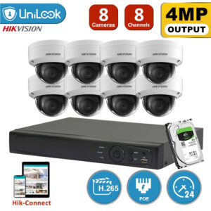 Hikvision CCTV Camera System 4MP POE IP Outdoor Camera 30m IR 8CH H.265+ NVR